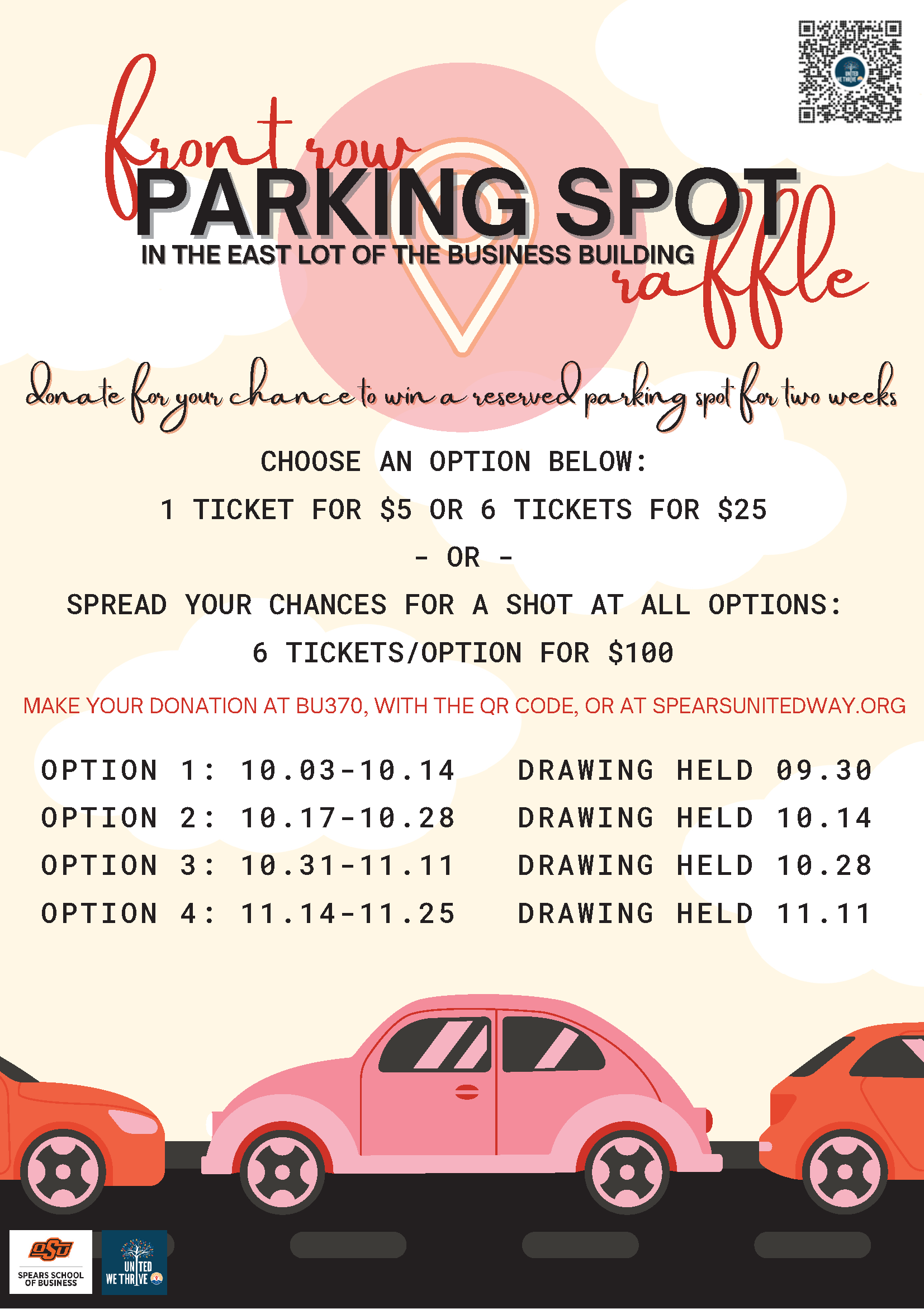 Front Row Parking Spot Raffle OSU Spears School of Business United